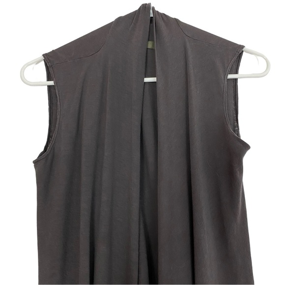 Enza Costa Draped Jersey Wrap Vest Cardigan Womens Size Medium Dark Gray Taupe - Picture 3 of 9